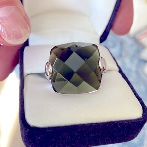 Ladies Cocktail Ring in Green Quartz and Silver by Lia Sophia size 8
